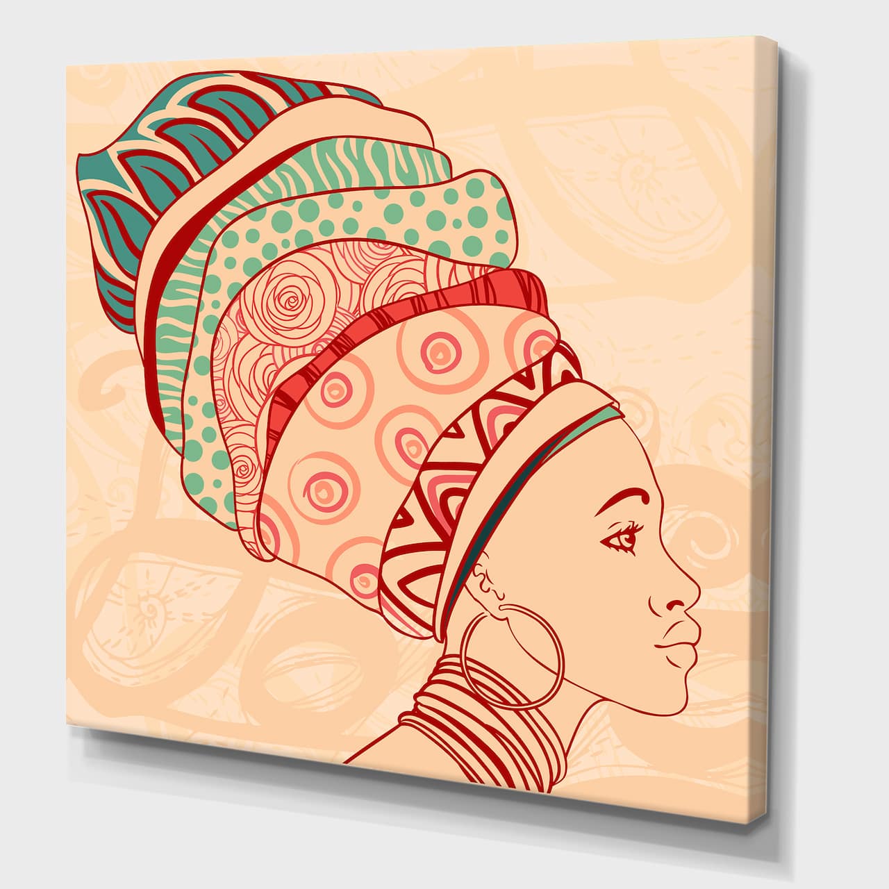 Designart - African American Woman with Turban II - Modern Canvas Wall Art Print